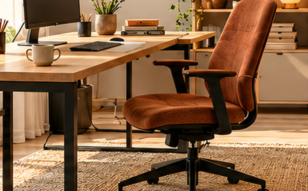 Warme Holztöne, Stauraum und dezente Pflanzen in einem persönlichen Arbeitszimmer